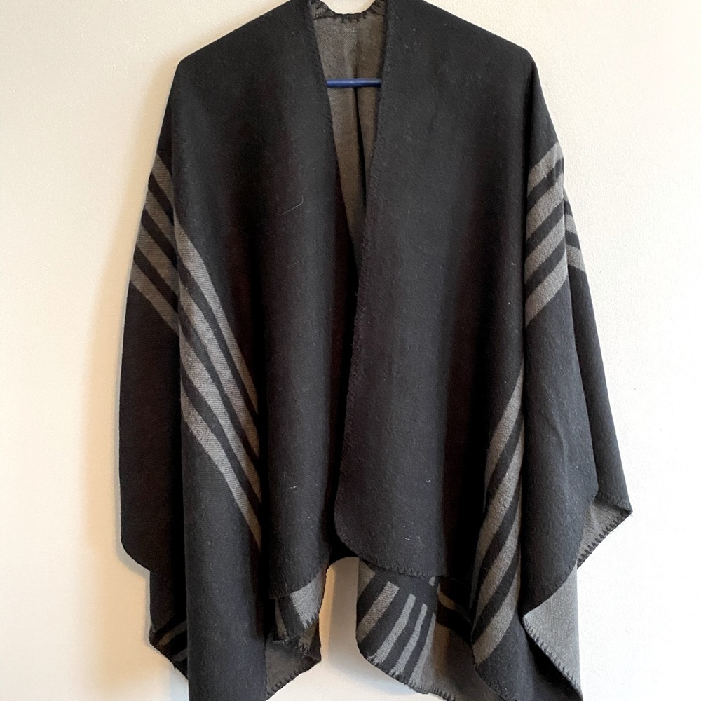 Black and gray wrap sweater *reversible*